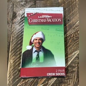 National Lampoon CHRISTMAS VHS Men's Crew Socks 2 Pair Shoe Size 5-10  New